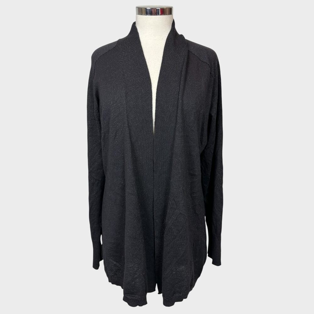 Apt. 9 XXL Black Metallic Open Front Cardigan Sweater Polyester Acrylic Metallic